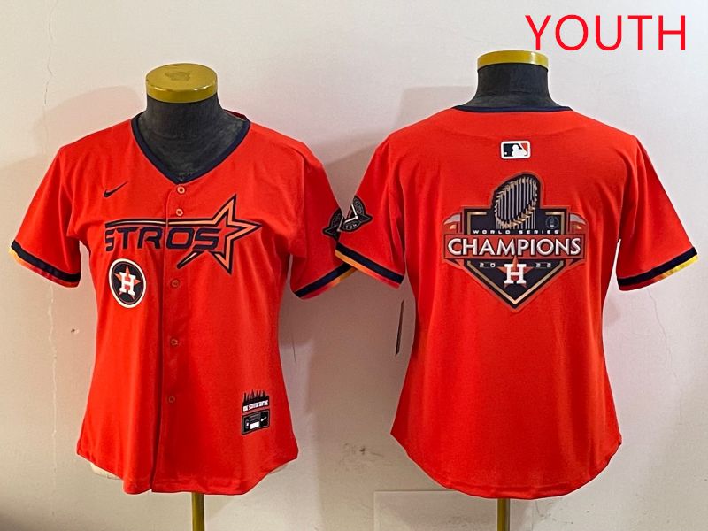Youth Houston Astros Blank Orange Three generations Joint Name 2025 Nike MLB Jersey style 25->youth mlb jersey->Youth Jersey